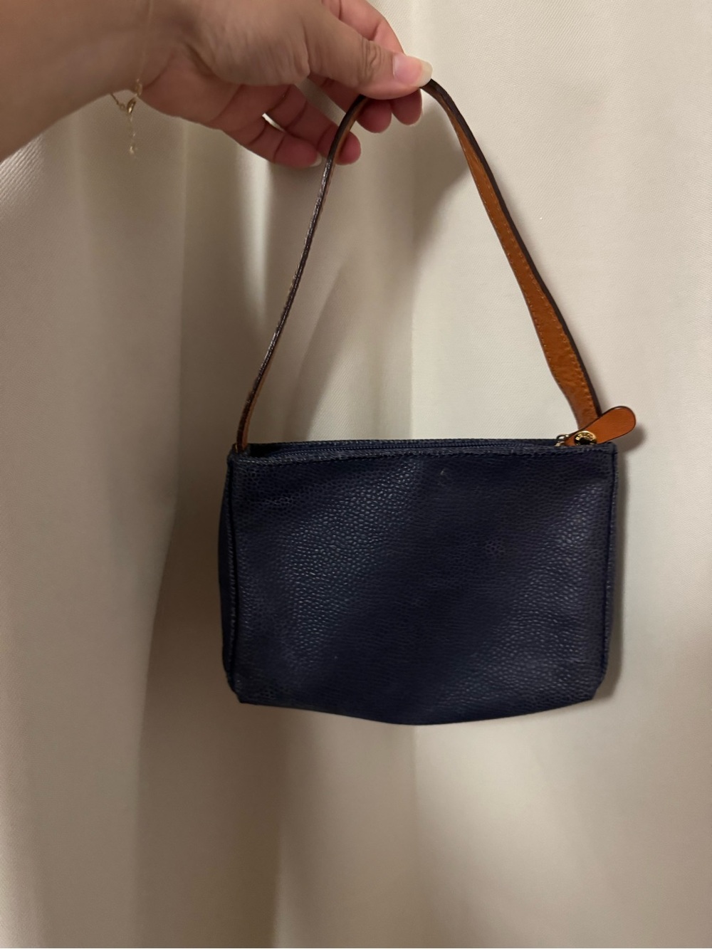 Vintage Bric’s Bag in Navy with Tan Strap made in Italy